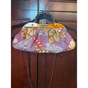 Vintage Velia Tortoise Frame Beaded Floral Clutch